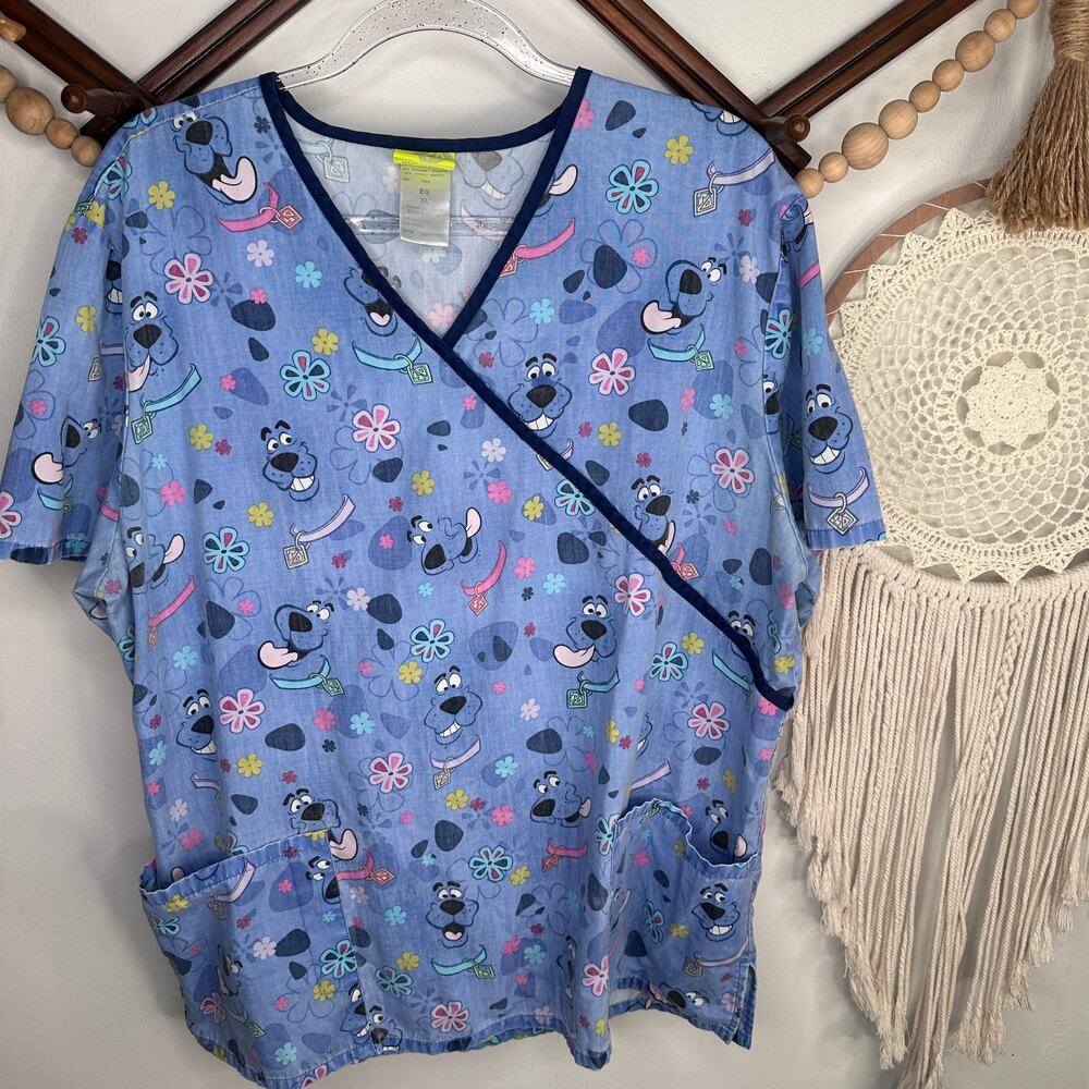 Scooby Doo Blue Print Scrub Top